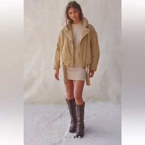 NWT Free People ♥️ Amara Mini Dress Knit Dress Size: Large Color: French Oak